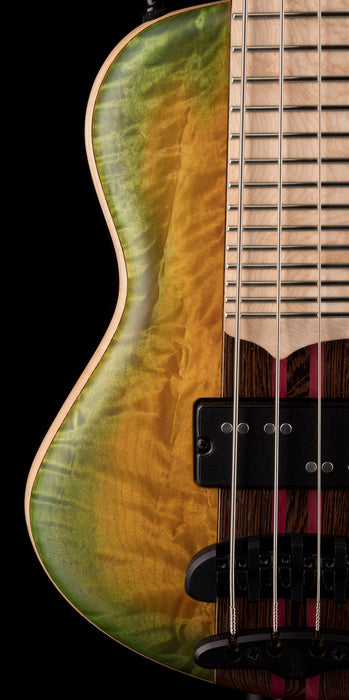 Mayones Cali4 Quilt Maple Top Swamp Ash Back Custom Color Greenburst Matte Finish with Case