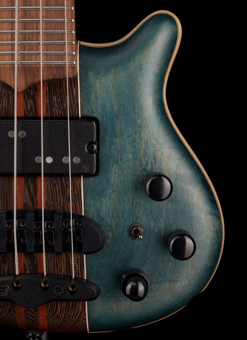 Mayones Cali4 Flame Maple TEW Top Swamp Ash Back Custom Blue Denim Matt Finish