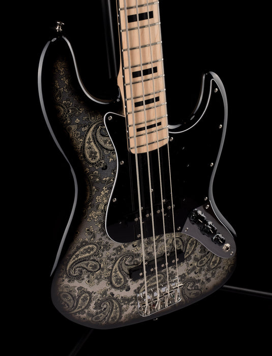 Pre Owned 2019 Fender Limited Edition Black Paisley Jazz Bass w/ Gig Bag Made in Japan