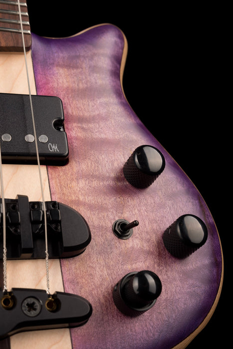 Mayones Cali4 Bass 17.5" Scale 3A Quilted Maple Top/Swamp Ash Body Trans L.U.V. Finish with Case