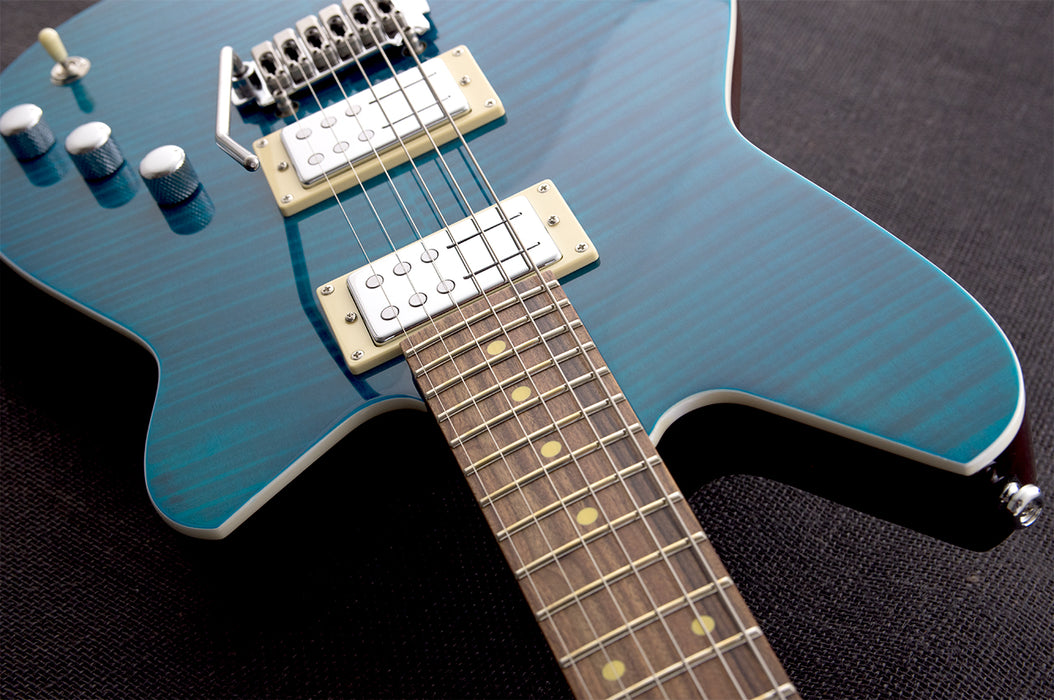 Reverend Kingbolt RA FM Roasted Maple Neck Electric Guitar Turquoise Flame Maple