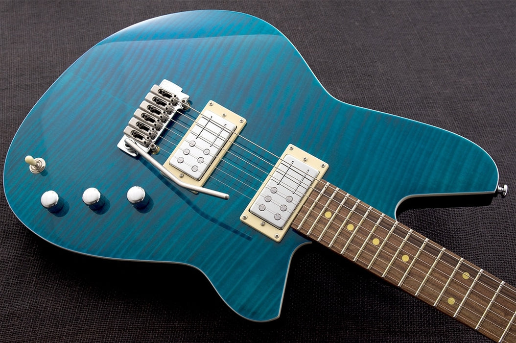 Reverend Kingbolt RA FM Roasted Maple Neck Electric Guitar Turquoise Flame Maple