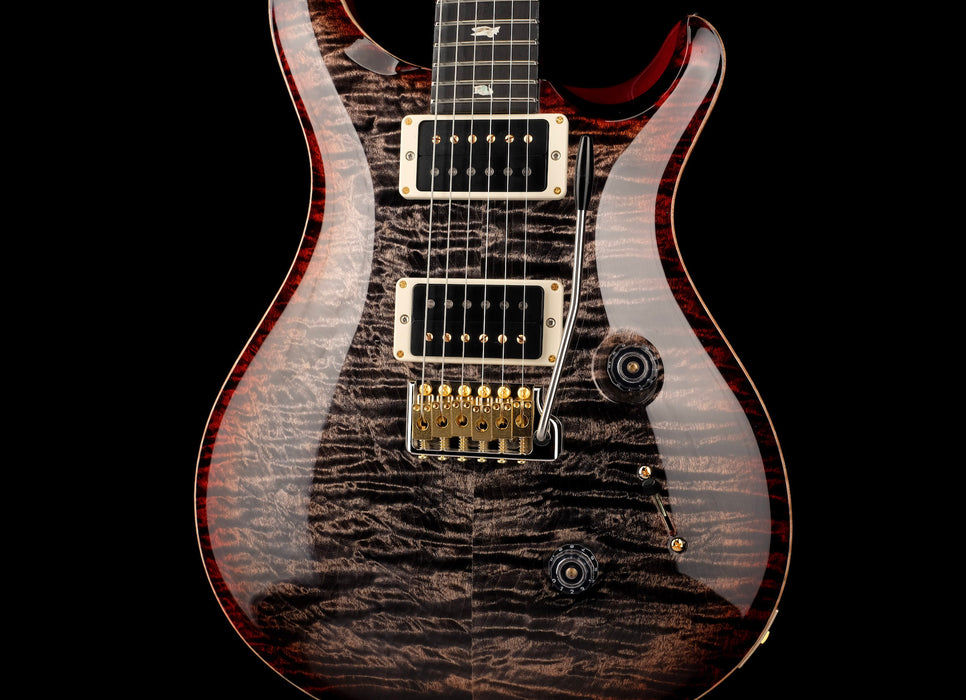 PRS Core Custom 24 Quilted Maple 10 Top Stained Flame Maple Neck Custom Color Charcoal Cherry Burst with Case