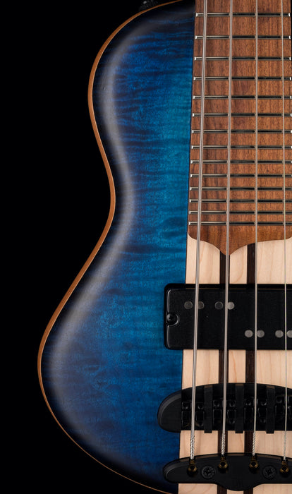 Mayones Cali4 Bass Mahogany Body 3A Flame Maple Top Trans Blue
