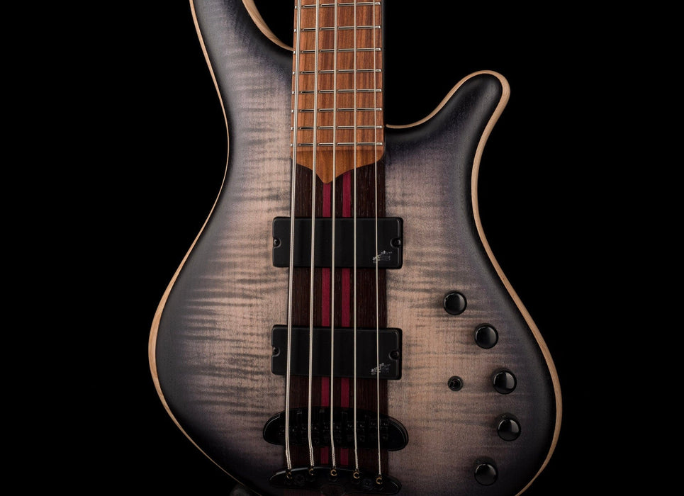 Mayones Patriot Flame Top 5 String Bass Guitar Transparent Jeans Black 2-Tone Burst
