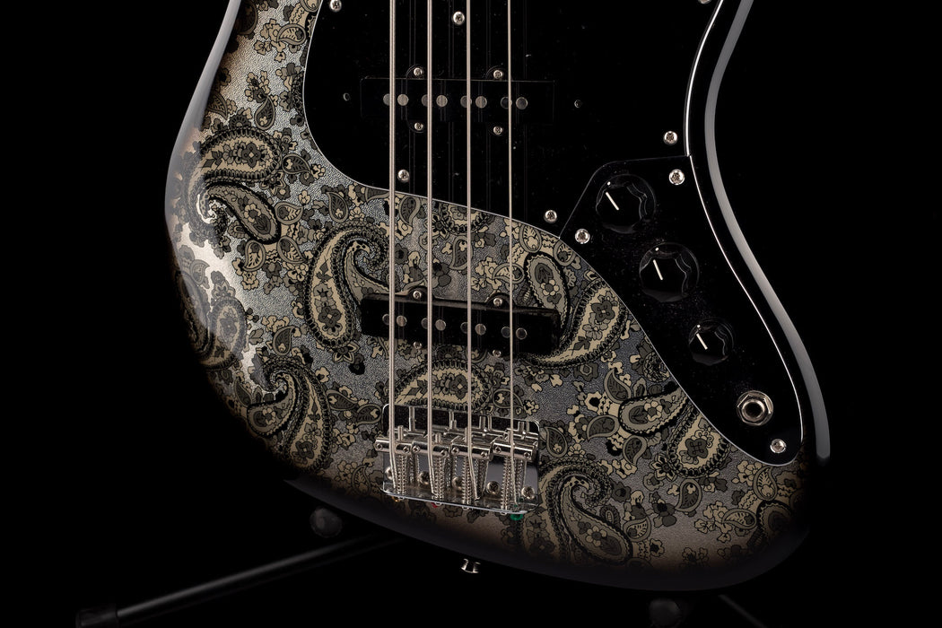 Pre Owned 2019 Fender Limited Edition Black Paisley Jazz Bass w/ Gig Bag Made in Japan