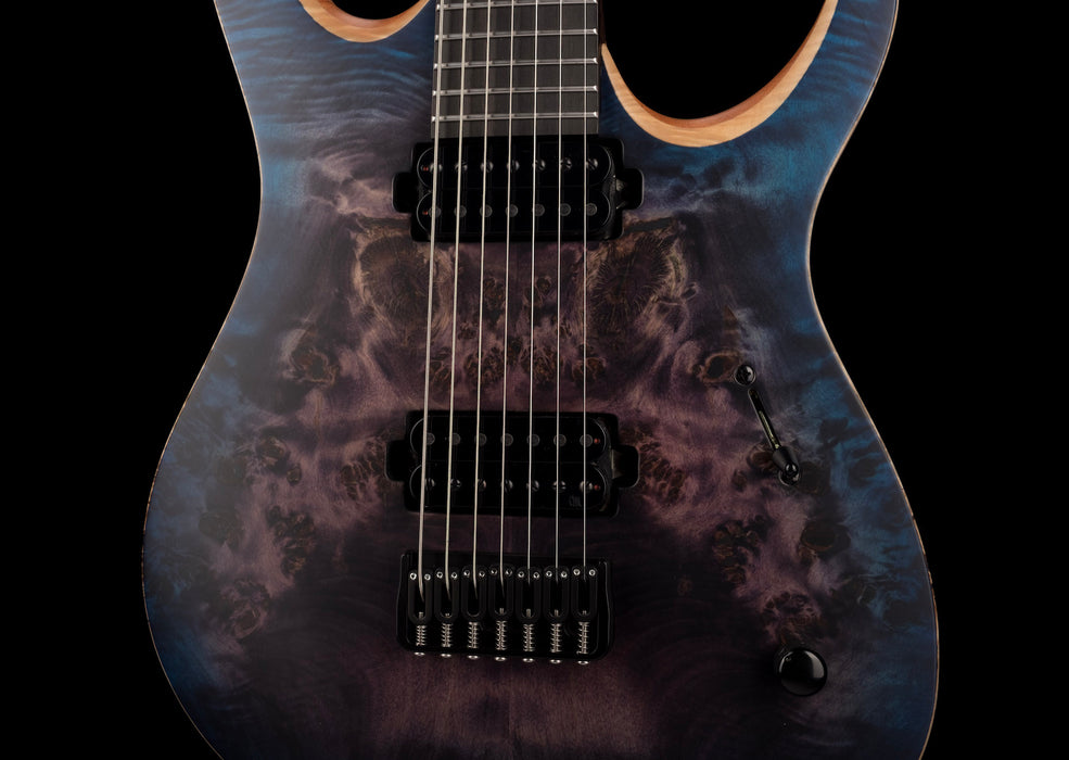 Mayones Duvell Elite 7 String 27" Baritone Dirty Purple Blue Burst