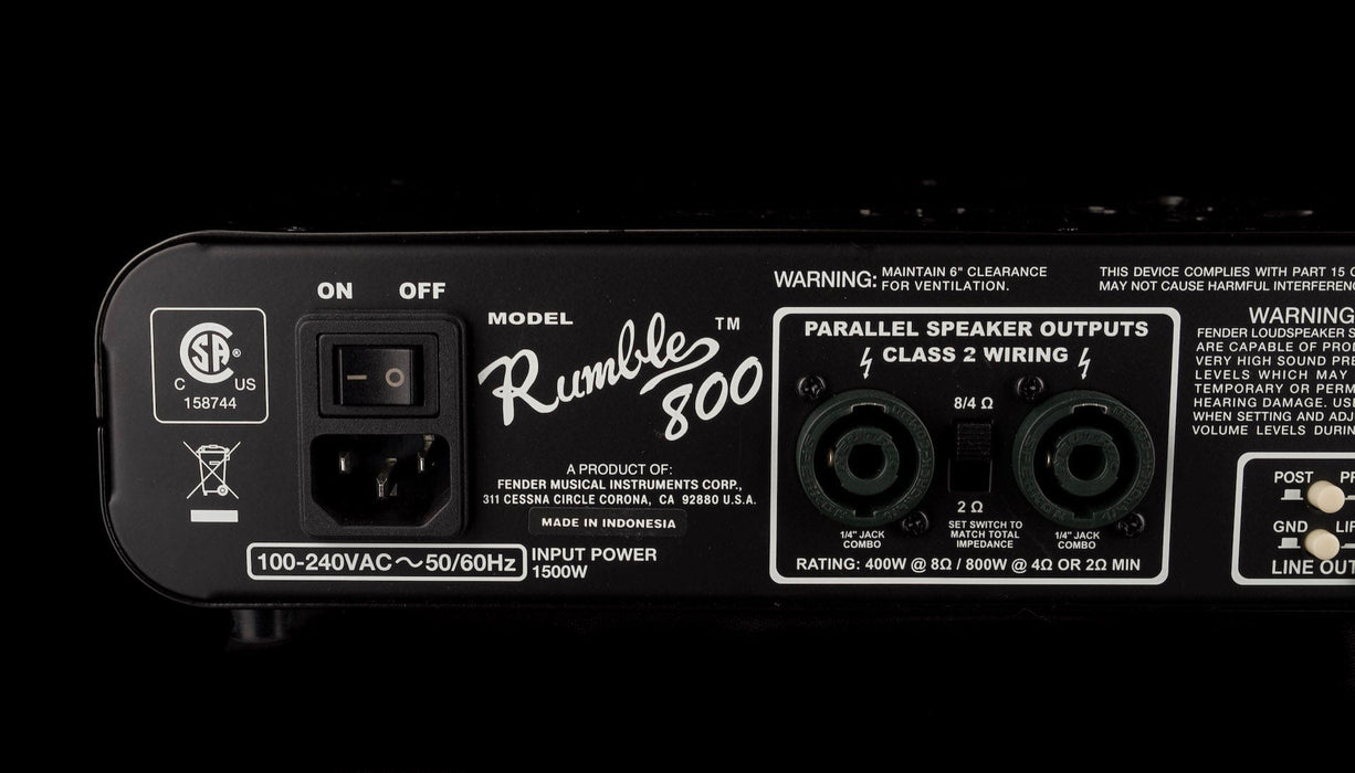 Used Fender Rumble 800 Bass Amp Head with Bag - ICTA19002912
