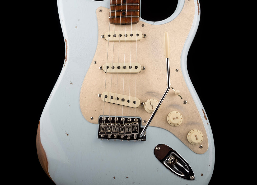 Fender Custom Shop Roasted 1956 Stratocaster Relic Faded Sonic Blue With Case