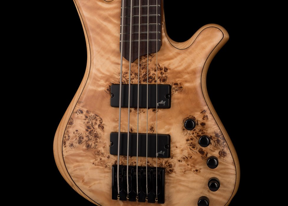 Mayones BE Elite EP 5 String Bass Guitar Trans Natural Satine Eye Poplar Top With Case