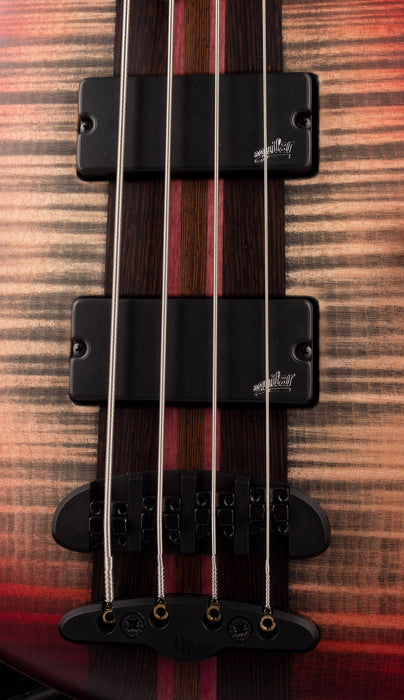 Mayones Patriot Classic 4 Flame Top Bass Satine Transparent Jeans Black 3-Tone Red Burst