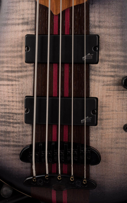 Mayones Patriot Flame Top 5 String Bass Guitar Transparent Jeans Black 2-Tone Burst