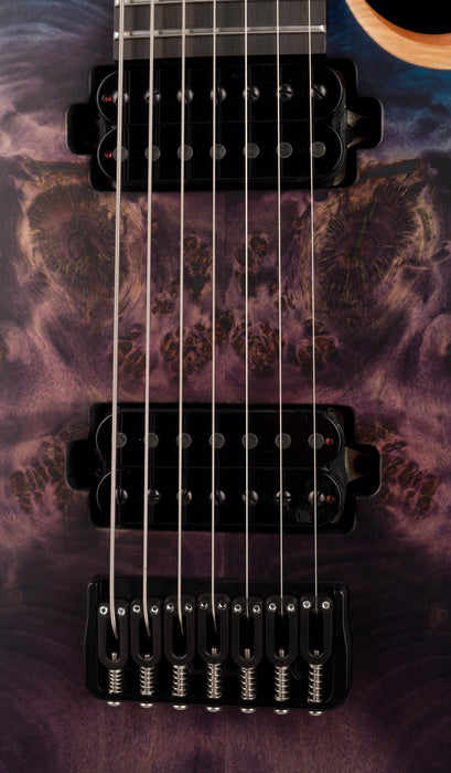 Mayones Duvell Elite 7 String 27" Baritone Dirty Purple Blue Burst