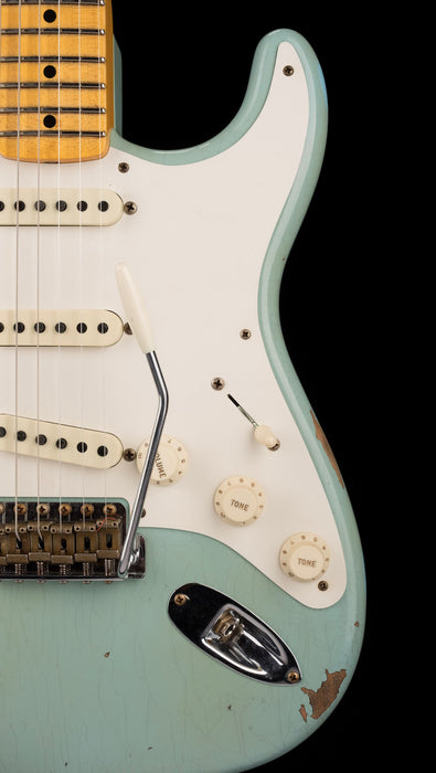 vFender Custom Shop 1957 Stratocaster Relic Faded Aged Daphne Blue Electric Guitar