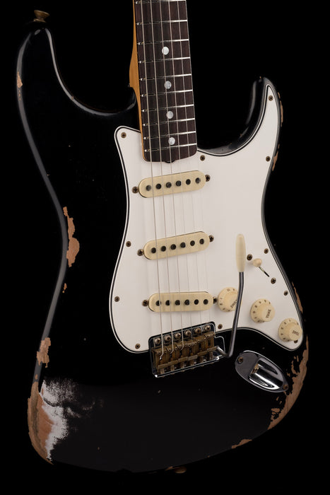 Fender Custom Shop 1967 Stratocaster Heavy Relic Aged Black Electric Guitar With Case
