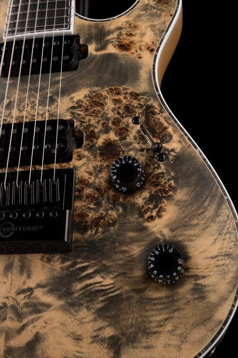 Mayones Regius 4Ever 7 String 3A Grade Eye Poplar Top Black Feather Satine Finish