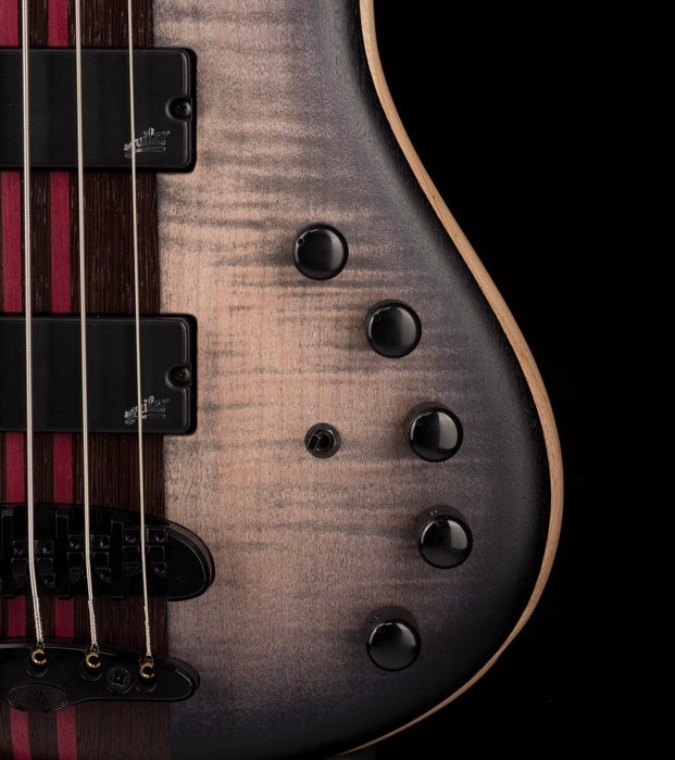 Mayones Patriot Flame Top 5 String Bass Guitar Transparent Jeans Black 2-Tone Burst