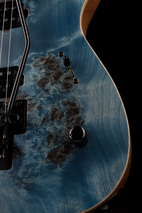 Mayones Duvell Elite Pro 6 String 27" Baritone Satine Trans Aquamarine Electric Guitar With Case