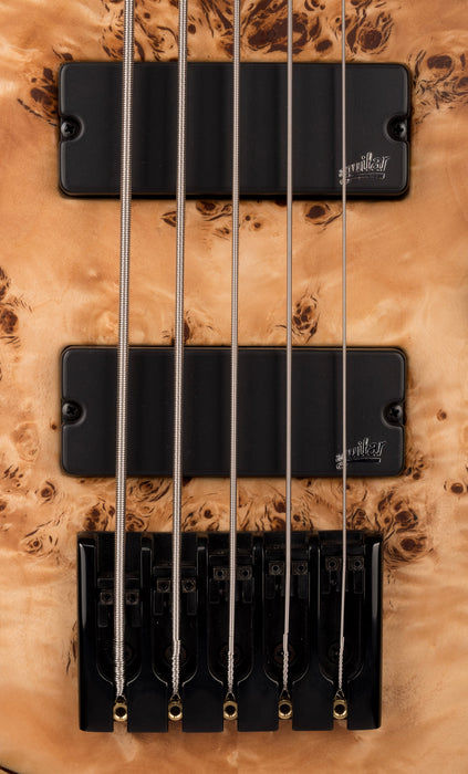 Mayones BE Elite EP 5 String Bass Guitar Trans Natural Satine Eye Poplar Top With Case