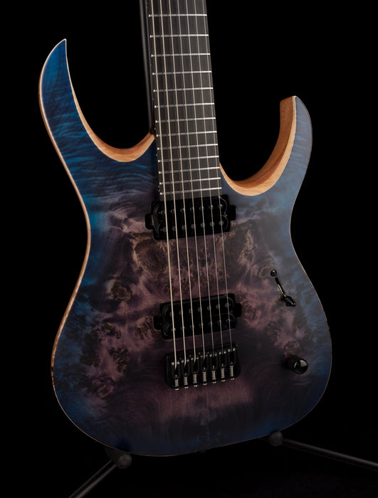 Mayones Duvell Elite 7 String 27" Baritone Dirty Purple Blue Burst