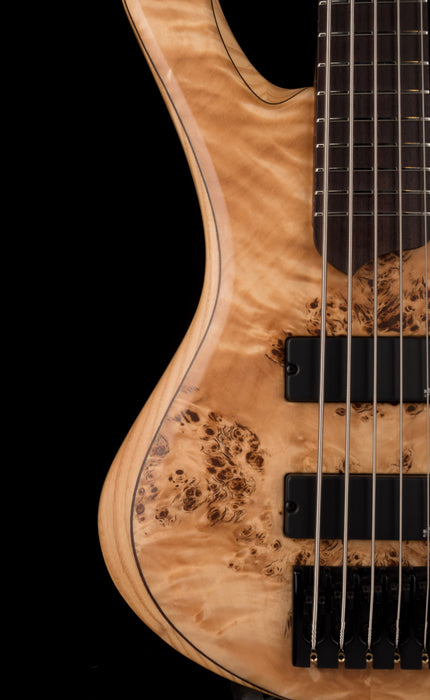 Mayones BE Elite EP 5 String Bass Guitar Trans Natural Satine Eye Poplar Top With Case