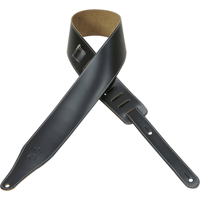 Levy's DM17-BLK 2 1/2" Wide Black Genuine Leather Guitar Strap