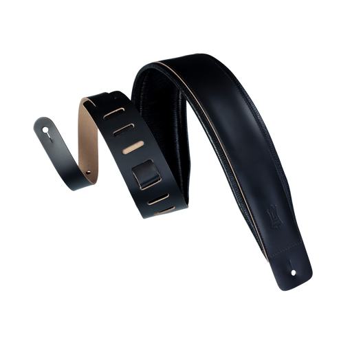Levy's DM1PD-BLK 3" Wide Black Genuine Leather Guitar Strap