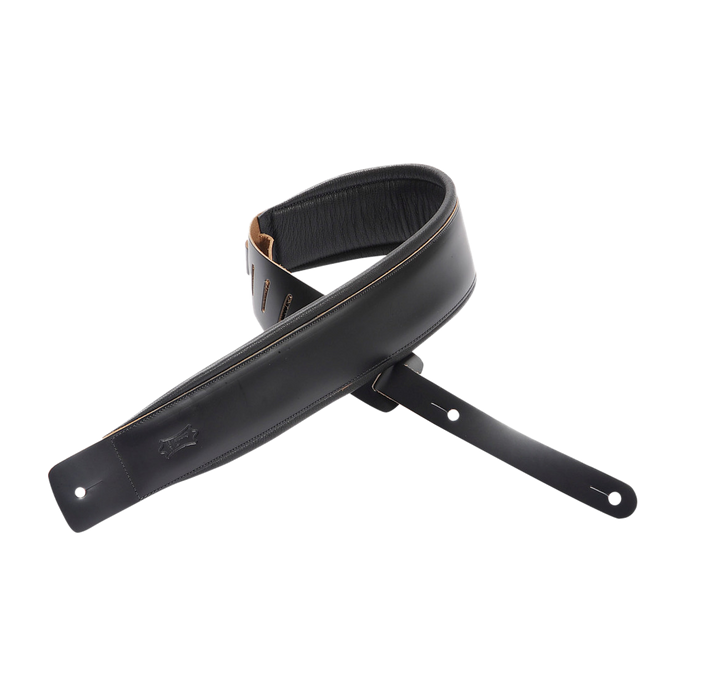 Levy's DM1PD-BLK 3" Wide Black Genuine Leather Guitar Strap
