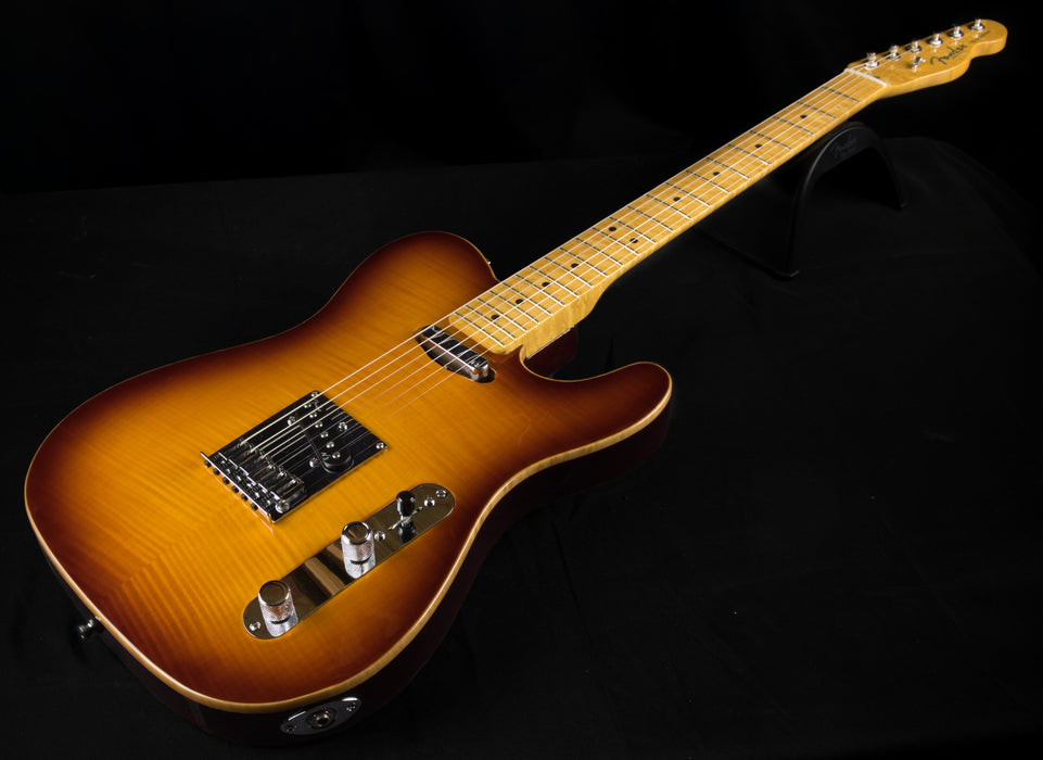 Pre Owned Fender American Design Select Carved Maple Top Telecaster Flame Maple Amber Sunburst