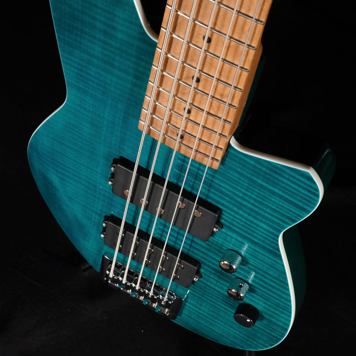 Used Reverend Mercalli 5FM 5 String Electric Bass Guitar Turquoise Flame Maple