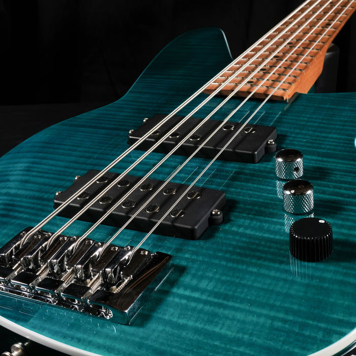 Used Reverend Mercalli 5FM 5 String Electric Bass Guitar Turquoise Flame Maple