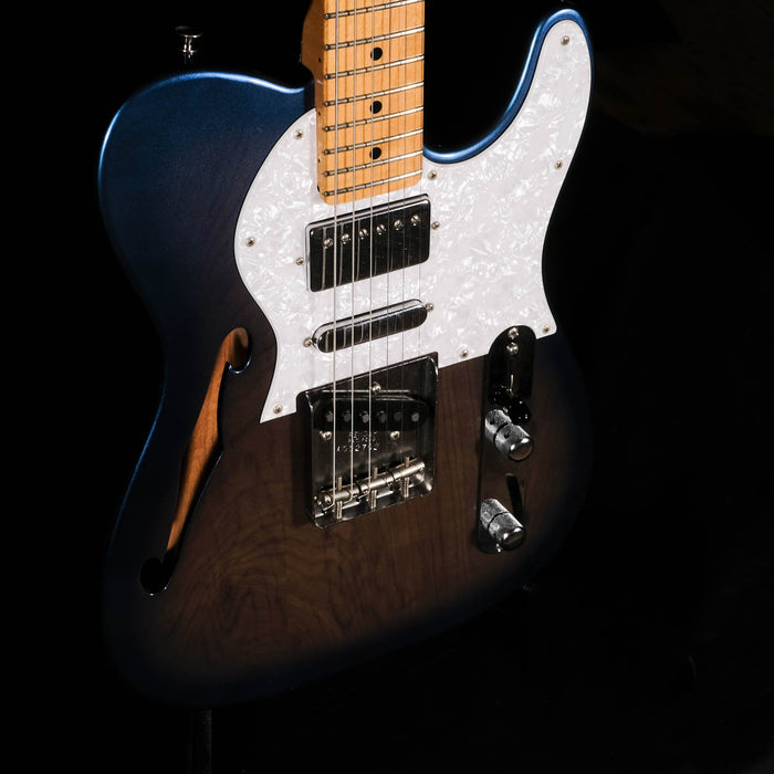Used Fender Crafted in Japan HSS Maple Neck Tele Thinline - Blue Burst With Bag