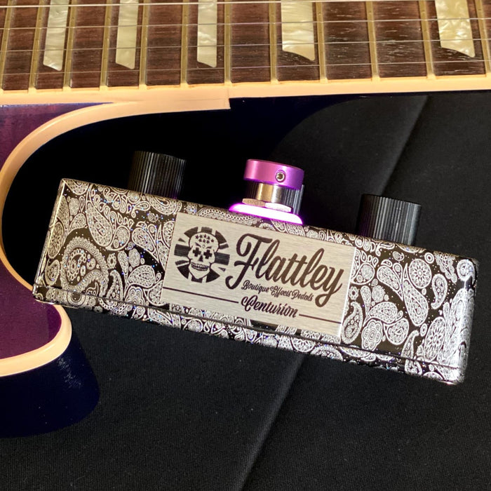 Flattley Boutique Effect Pedals Platinum Series Silver Centurion Transparent Overdrive Guitar Pedal
