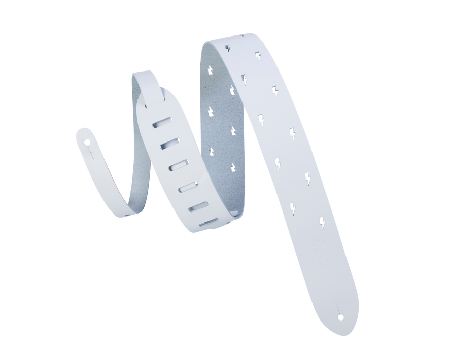 Levy's M12LBC-WHT 2" Wide White Chrome-tan Leather Guitar Strap