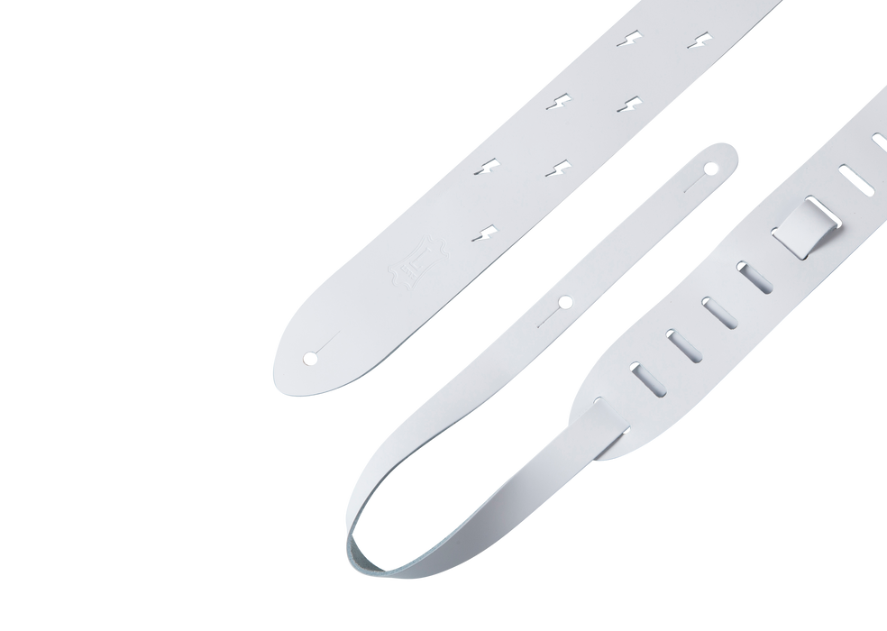 Levy's M12LBC-WHT 2" Wide White Chrome-tan Leather Guitar Strap