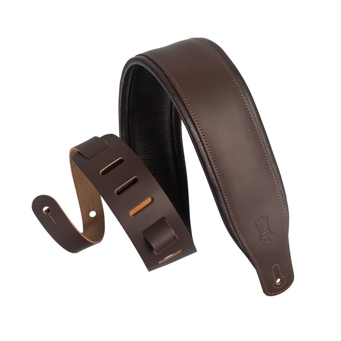 Levy's M26PD-DBR_DBR 3 inch Wide Top Grain Leather Guitar Straps