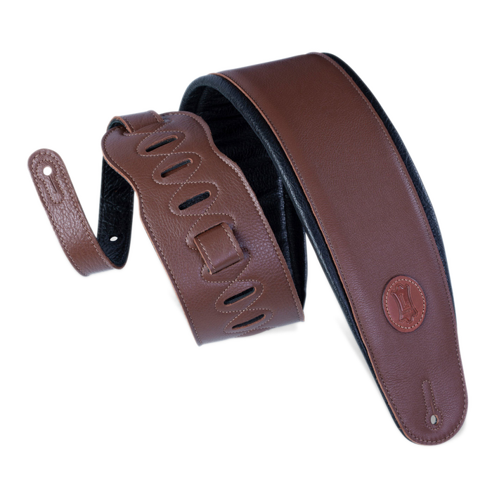 Levy's MSS2-4-BRN 4 1/2" Wide Brown Garment Leather Bass Guitar Strap