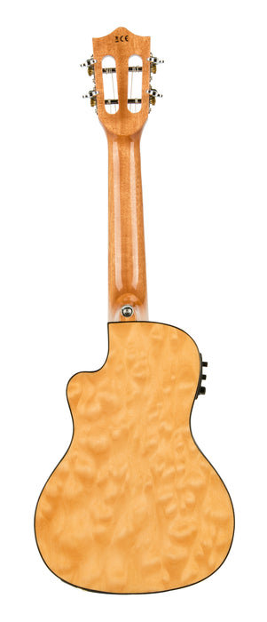Lanikai QM-NACEC Quilted Maple Natural Stain Concert with Kula Preamp Acoustic Electric Ukulele