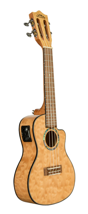 Lanikai QM-NACEC Quilted Maple Natural Stain Concert with Kula Preamp Acoustic Electric Ukulele