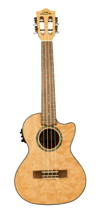 Lanikai QM-NACET Quilted Maple Natural Stain Tenor with Kula Preamp Acoustic Electric Ukulele
