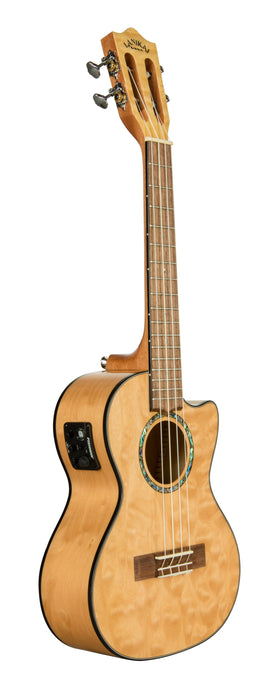 Lanikai QM-NACET Quilted Maple Natural Stain Tenor with Kula Preamp Acoustic Electric Ukulele