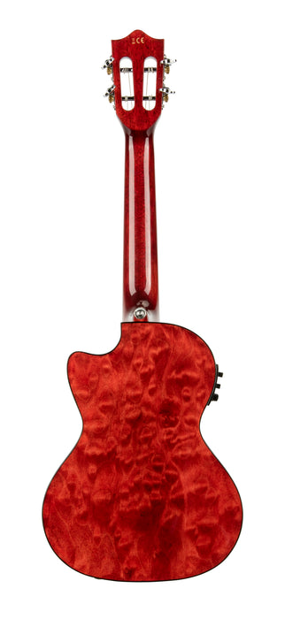 Lanikai QM-RDCET Quilted Maple Red Stain Tenor with Kula Preamp Acoustic Electric Ukulele