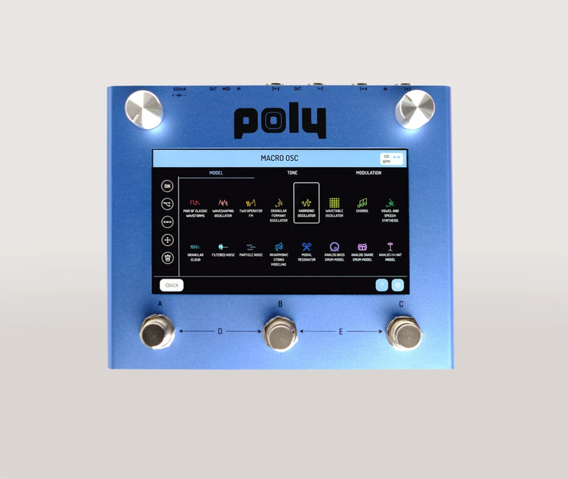 Poly Effects Beebo Visual Multi Modulation/ Quad Channel Delay/Reverb/Mixer/Cab Simulator Blue Version
