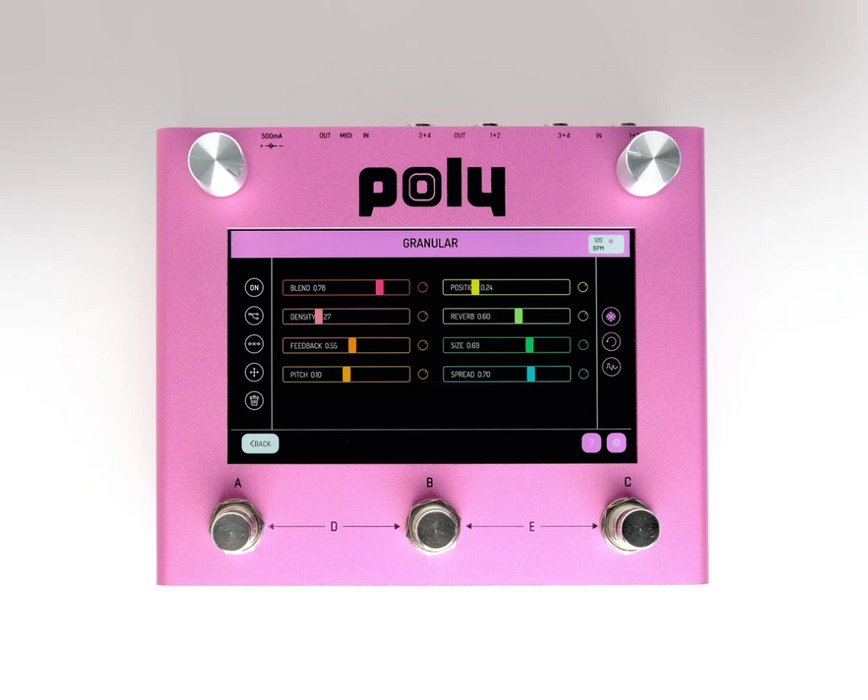 Poly Effects Beebo Visual Multi Modulation and Quad Channel Delay/ Reverb/ Mixer/ Cab Simulator Pink Version