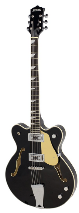 Eastwood Classic 6 Baritone 6 String Semi Hollow Guitar Black