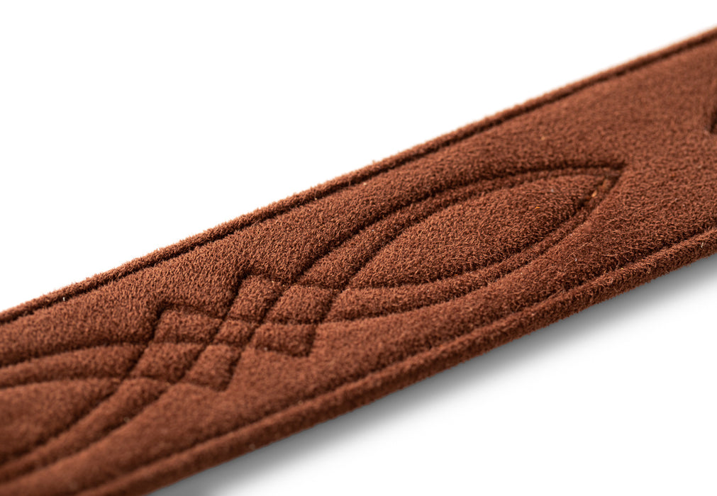 Taylor Vegan Leather Strap Med Brown w/Stitching 2.0" Embossed Logo