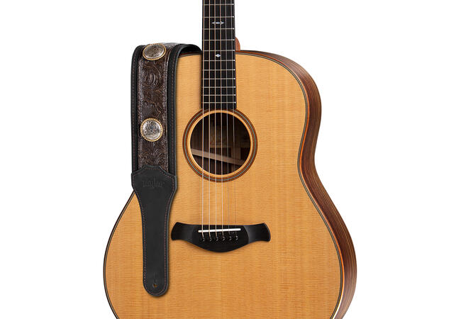 Taylor Grand Pacific Strap Black Leather/Nickel Concho 3"