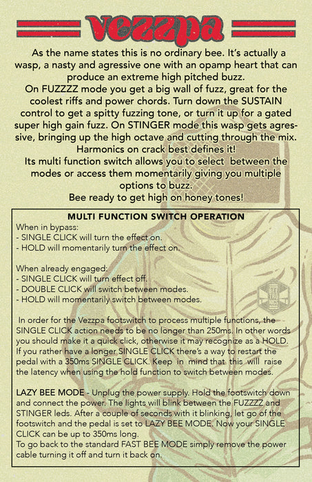 BeetronicsFX BaBee Series Vezzpa "Octave Stinger" High Octave Fuzz Guitar pedal