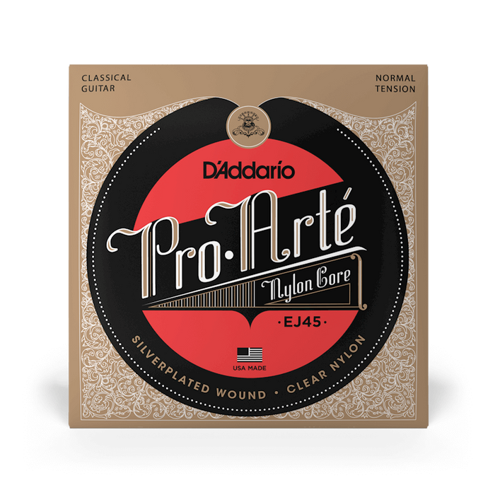 D'Addario EJ45 Set ProArte Silver Clear Nylon / Silver Normal Tension Classical Guitar Strings