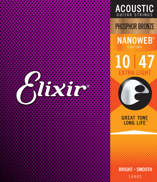 Elixir E16002 Phosphor Bronze Nanoweb Acoustic Extra Light Acoustic Strings